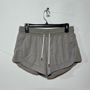 Athleta Gray Athletic 100% Linen Shorts with‎ Drawstring Size 4